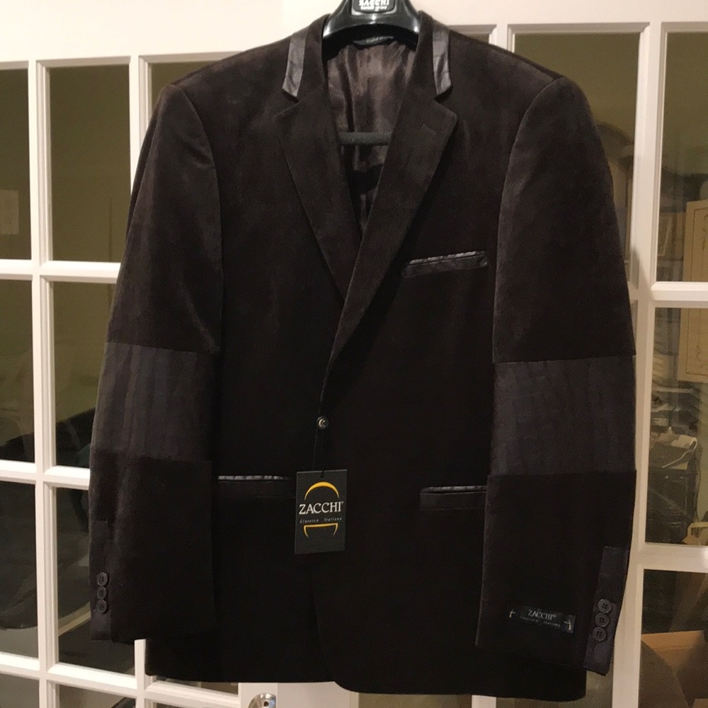 ZACCHI. CHOC.BROWN CHINNILE SPT.JKT/faux leather